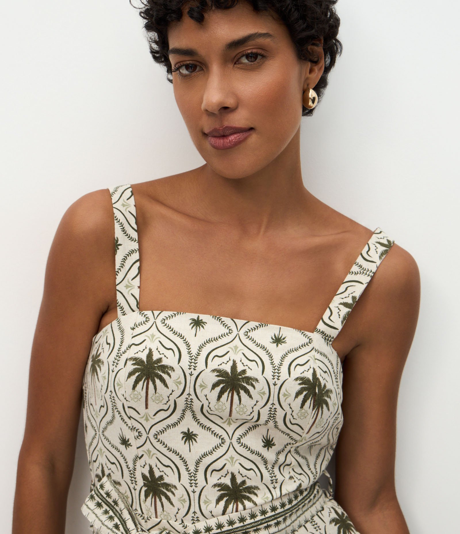 Macaquinho de Alça em Viscolinho com Estampa Floral Bege 3