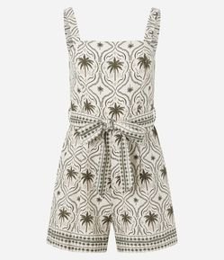 Macaquinho de Alça em Viscolinho com Estampa Floral