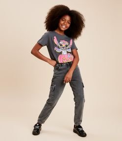 Calça Slouchy Infantil em Jeans com Bolso Cargo - Tam 5 a 14 Anos