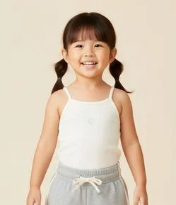 Regata Infantil Canelada com Florzinha - Tam 1 a 6 Anos