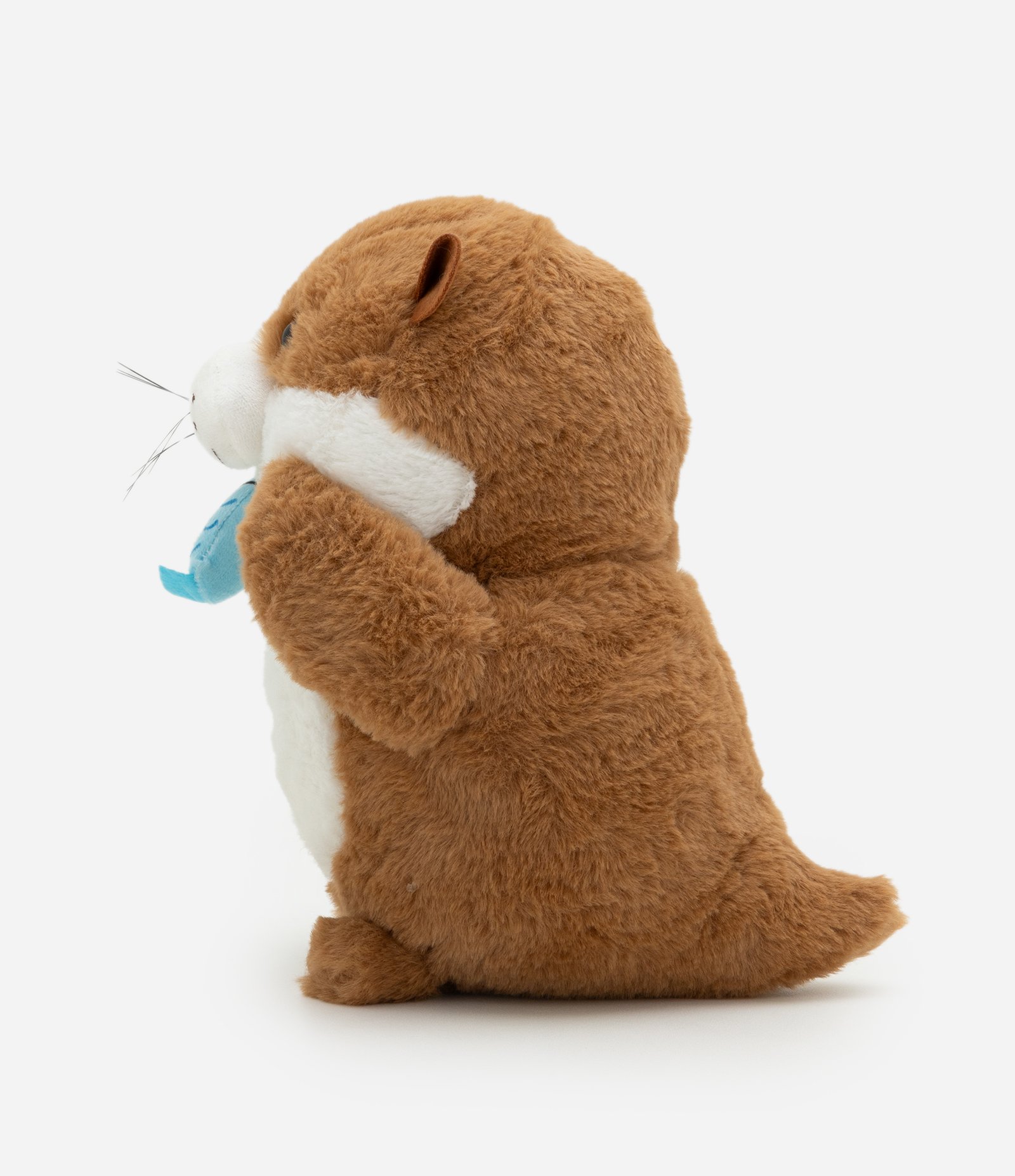 Bicho de Pelúcia em Formato de Lontra com Peixe Decorativo Marrom 2