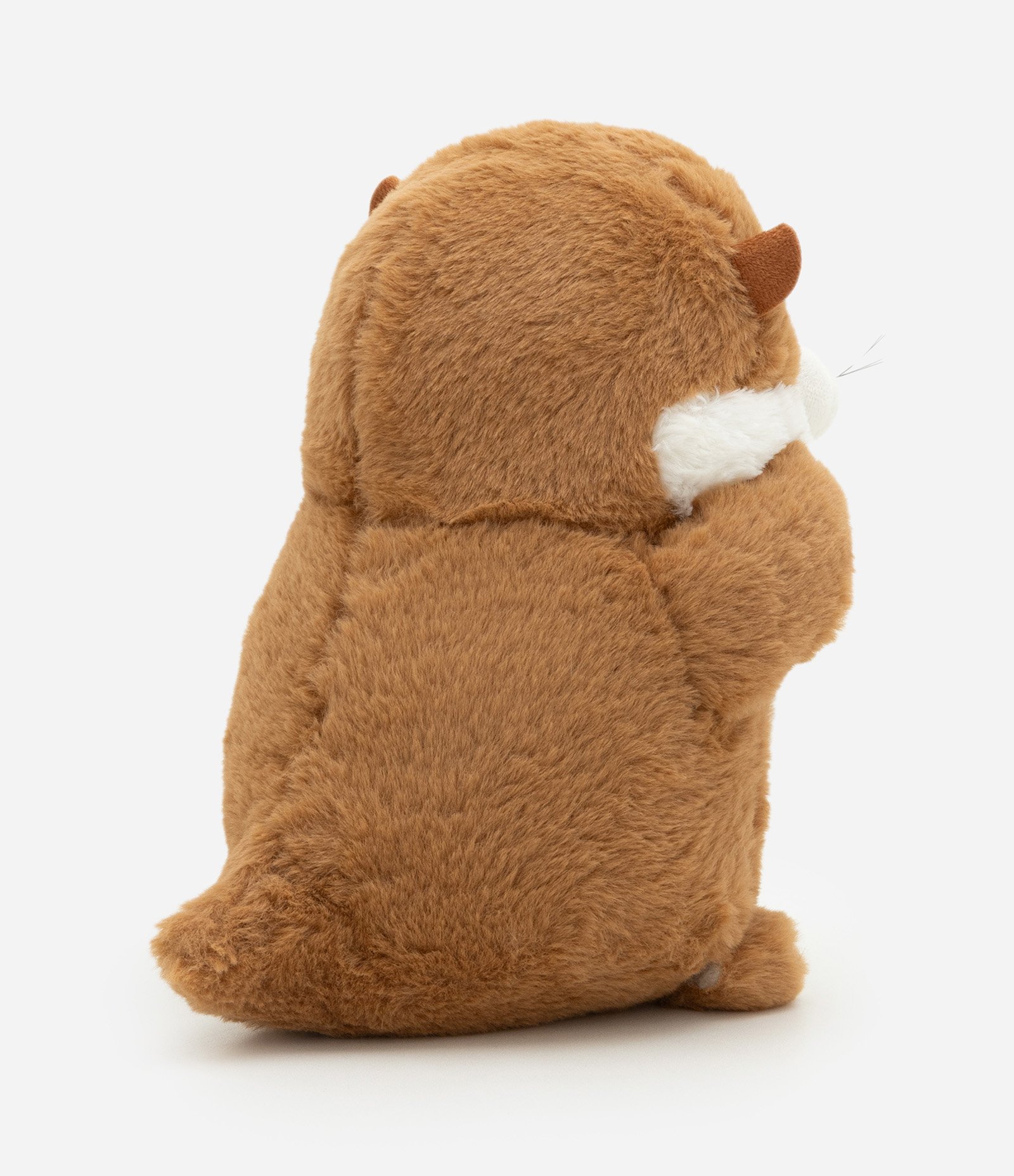 Bicho de Pelúcia em Formato de Lontra com Peixe Decorativo Marrom 3