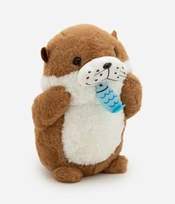 Bicho de Pelúcia em Formato de Lontra com Peixe Decorativo