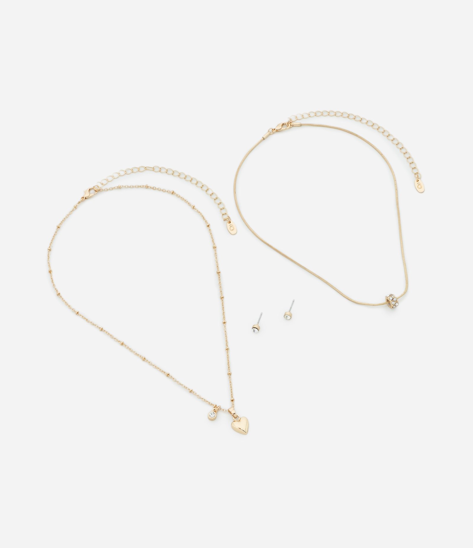 Conjunto de Colar Camadas com Pingentes e Brinco Ponto de Luz Dourado 2