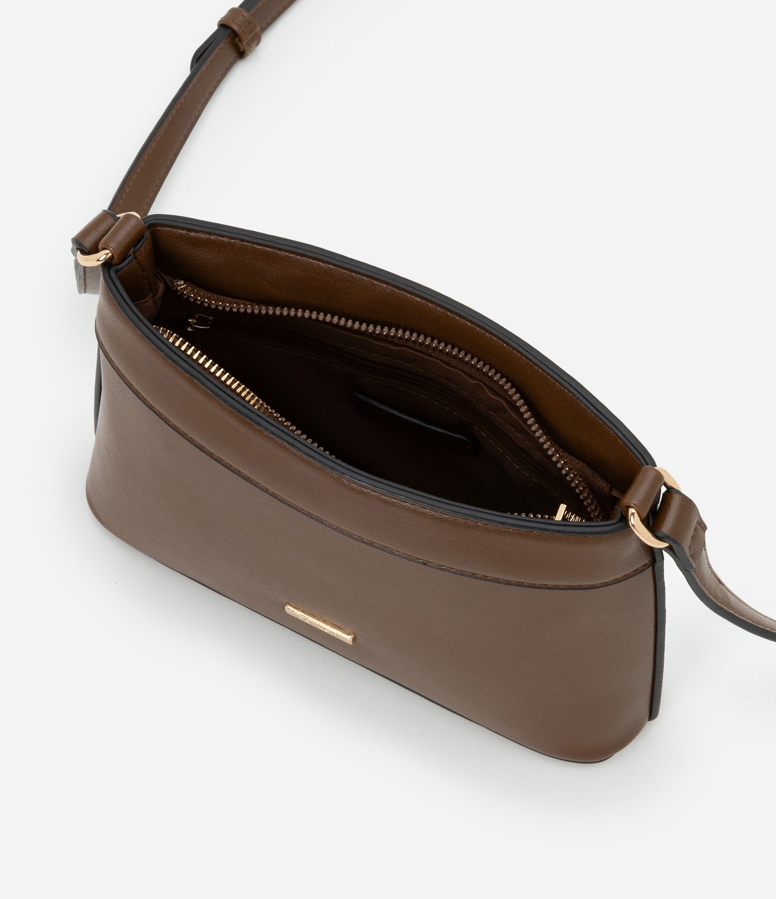 Bolsa Transversal Pequena com Alça Longa Marrom 5