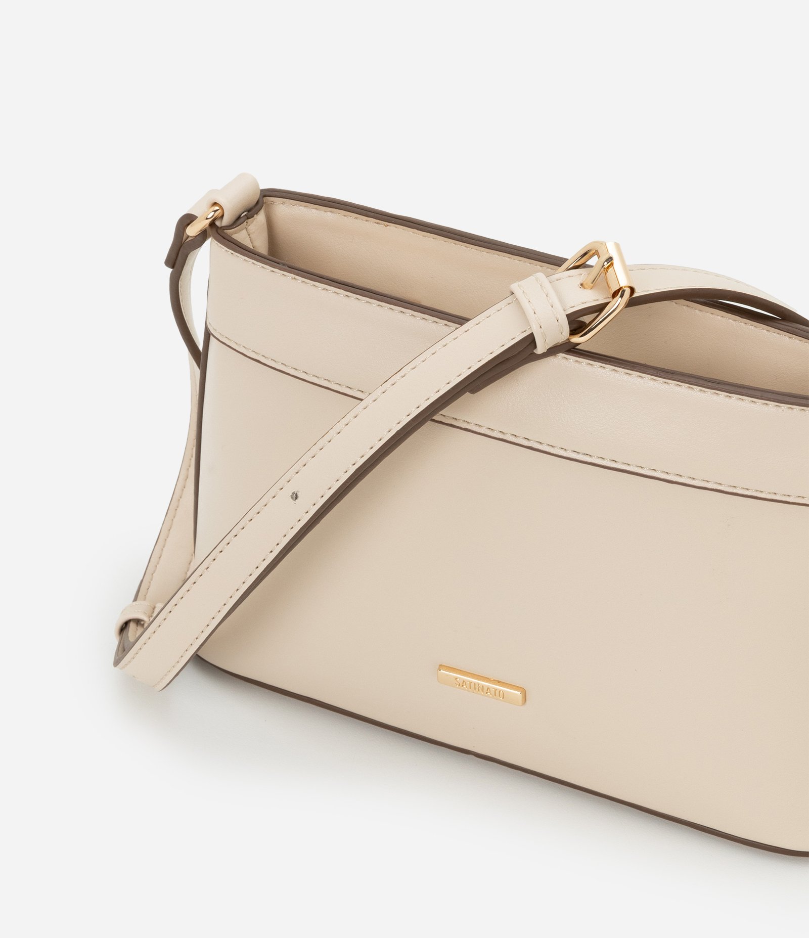 Bolsa Transversal Pequena com Alça Longa Bege 6