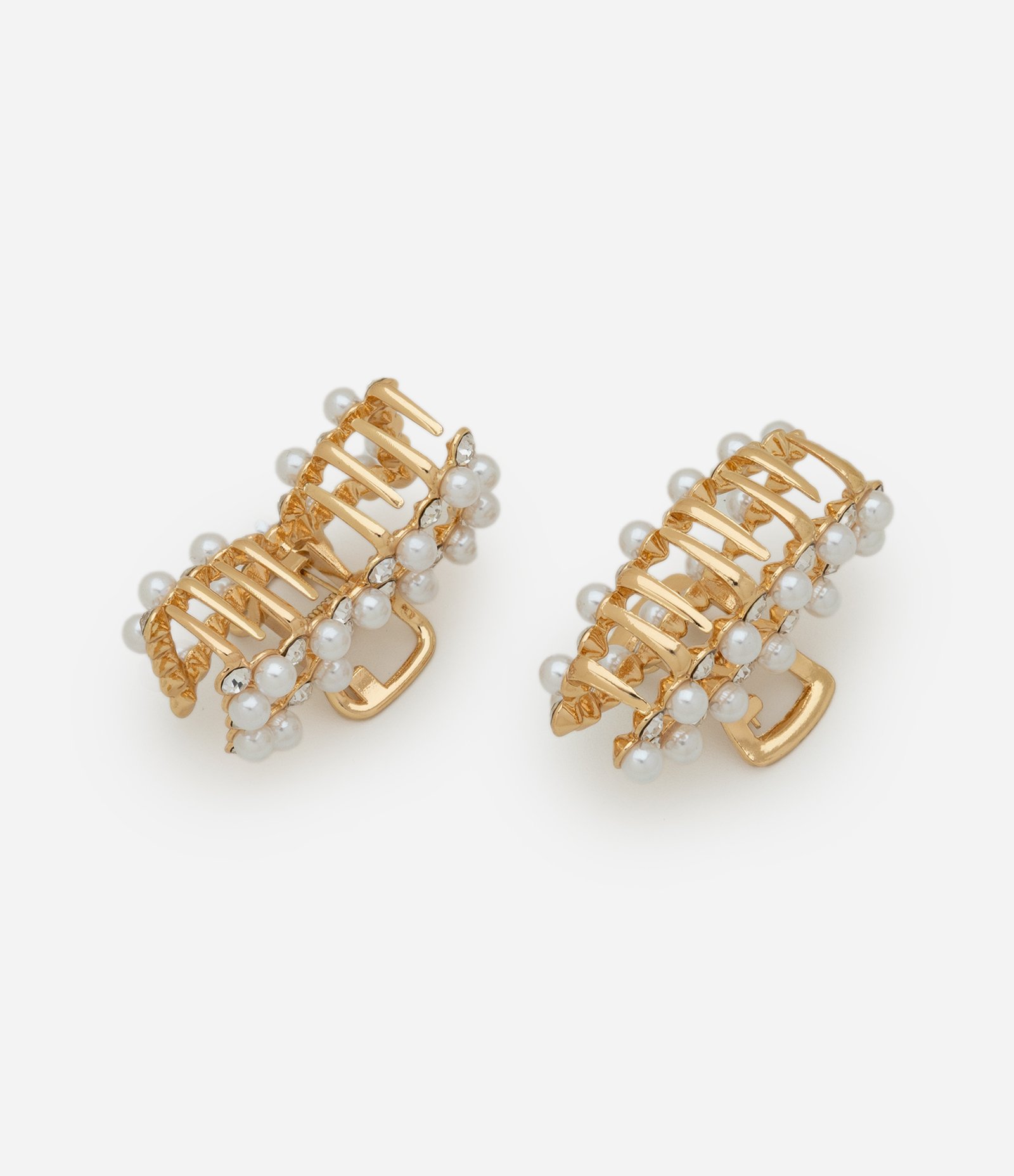 Kit 02 Piranha de Cabelo em Metal com Aplicação de Pérolas Dourado 2