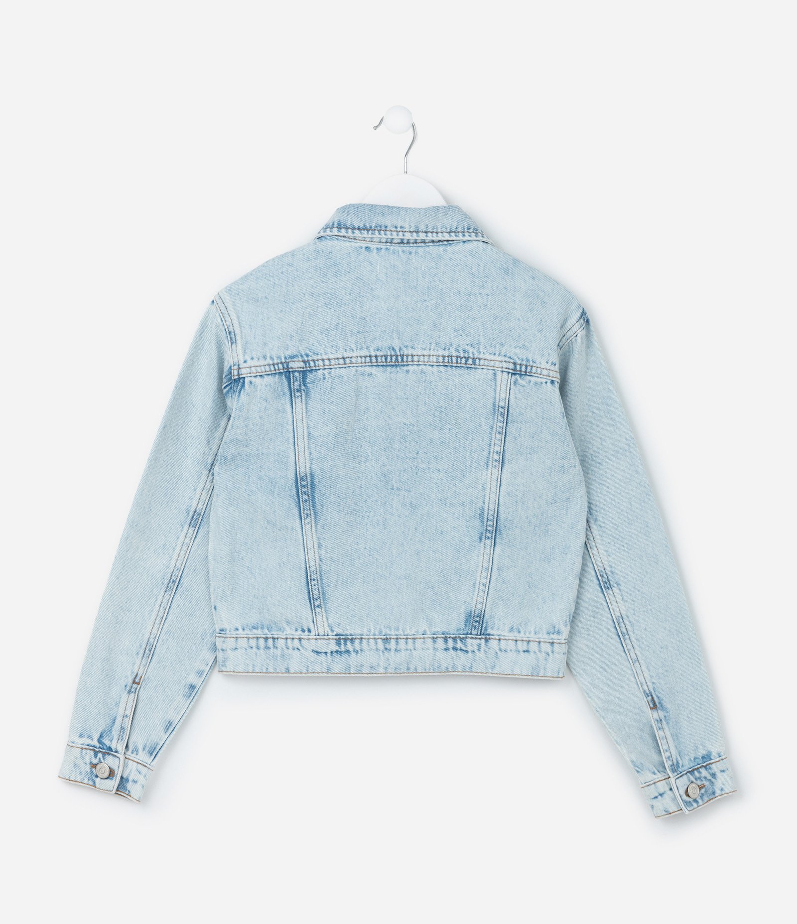 Jaqueta Regular Infantil em Jeans com Brilhos Aplicados - Tam 5 a 14 Anos Azul 4