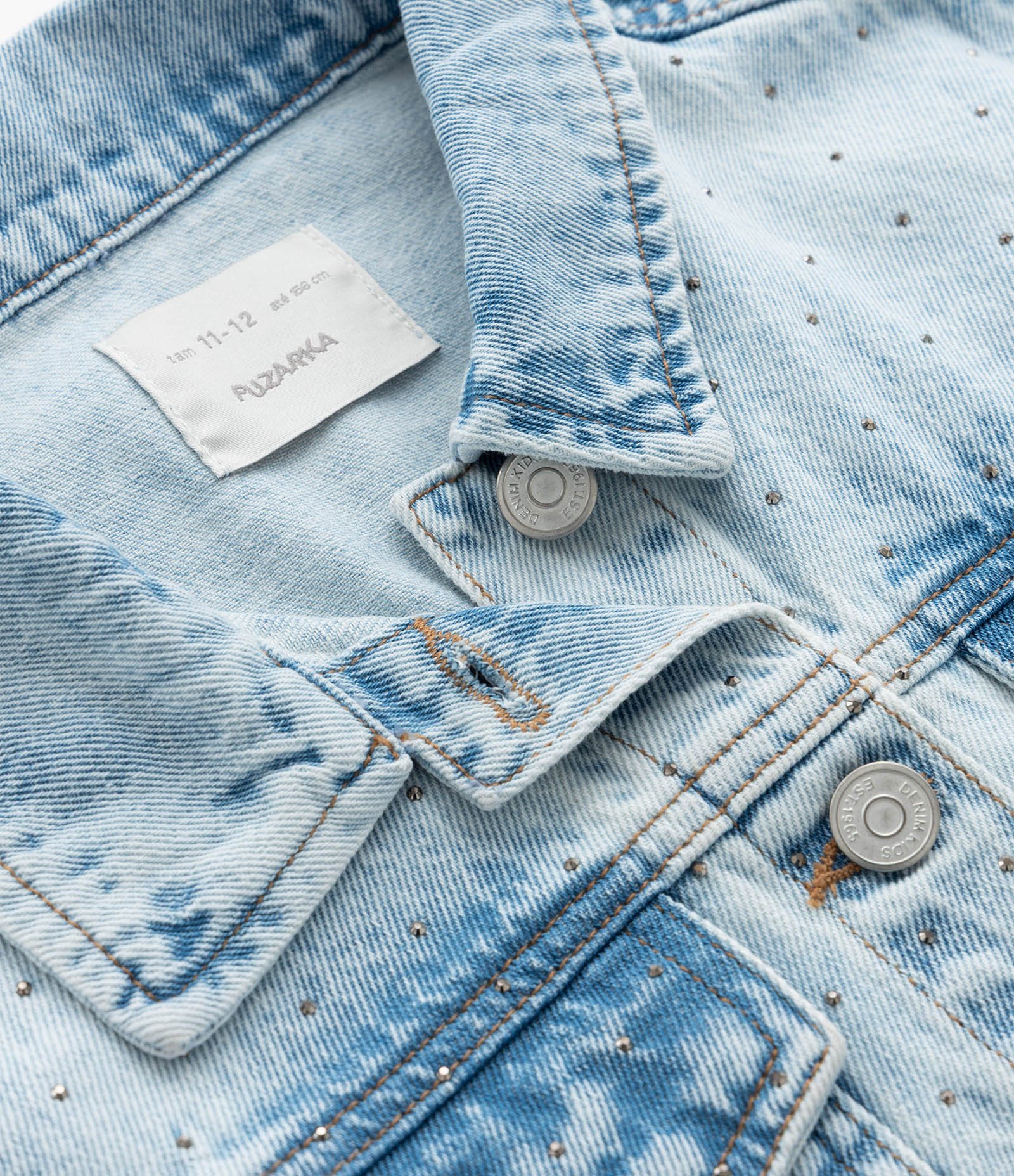 Jaqueta Regular Infantil em Jeans com Brilhos Aplicados - Tam 5 a 14 Anos Azul 7