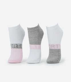 Kit 03 Meias Cano Baixo Esportivas em Algodão com Estampa Sporty