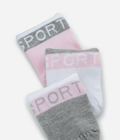 Kit 03 Meias Cano Baixo Esportivas em Algodão com Estampa Sporty