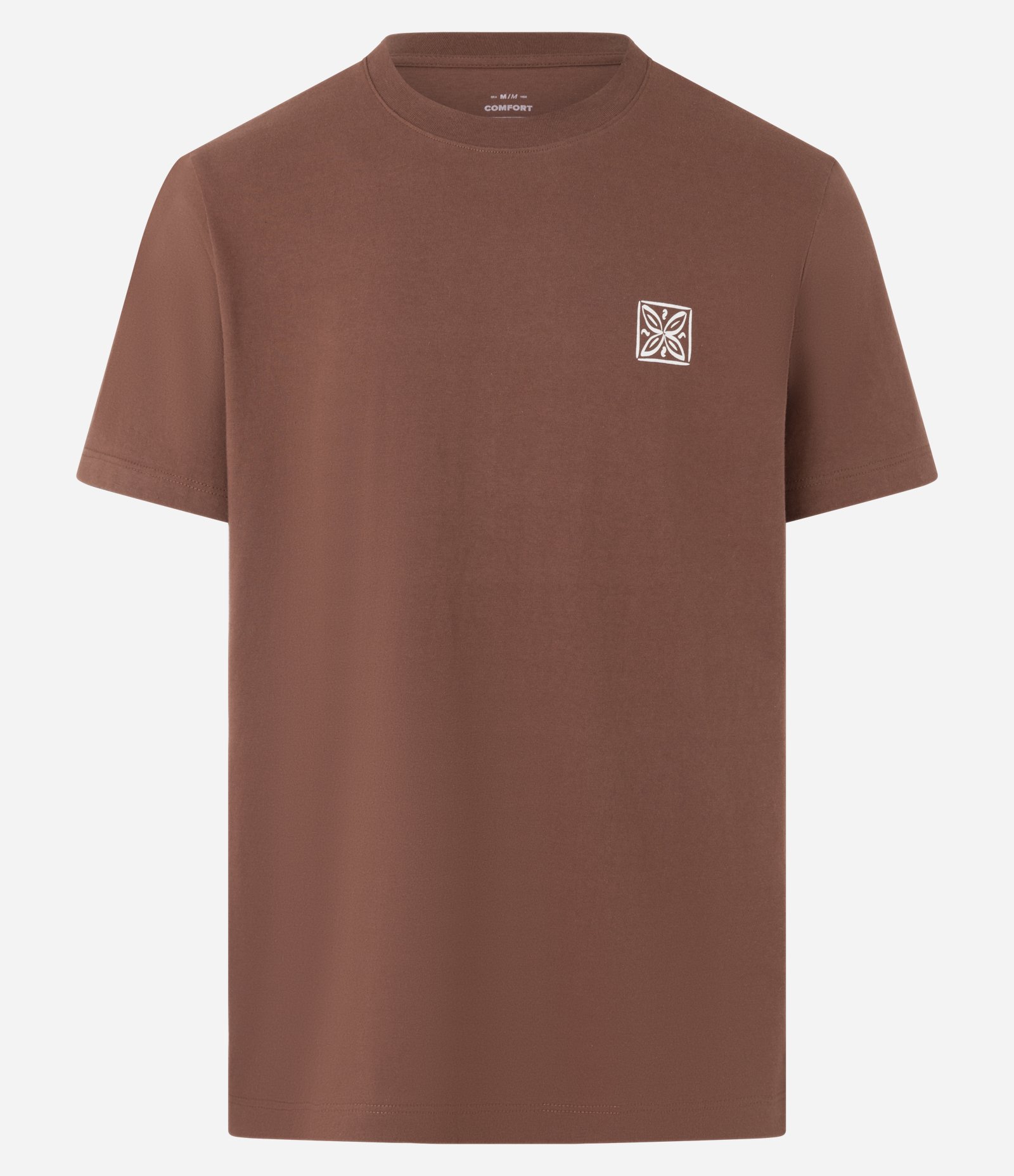 Camiseta Comfort em Algodão com Estampa Localizada e Lettering Marrom 7