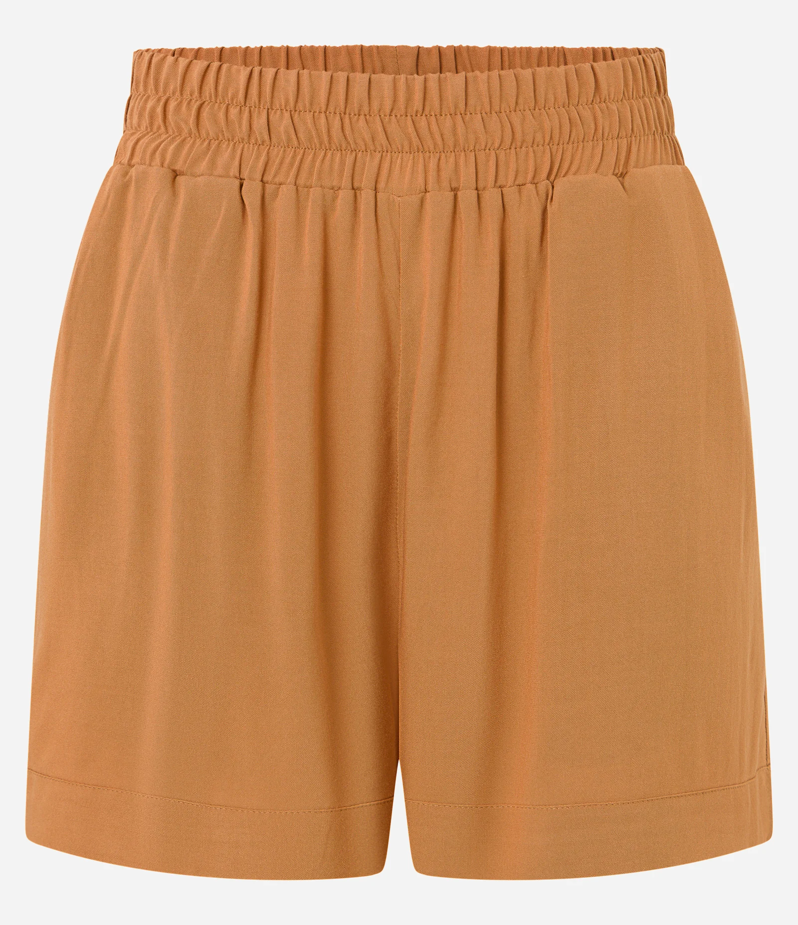 Short Cintura Alta com Lastex no Cós Bege 1