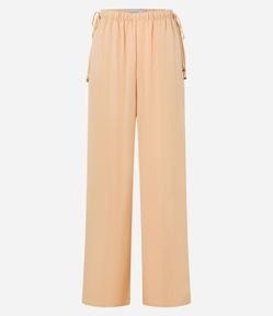 Calça Wide em Chalis com Cintura Alta e Amarração