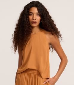 Blusa Regular em Chalis Sem Mangas