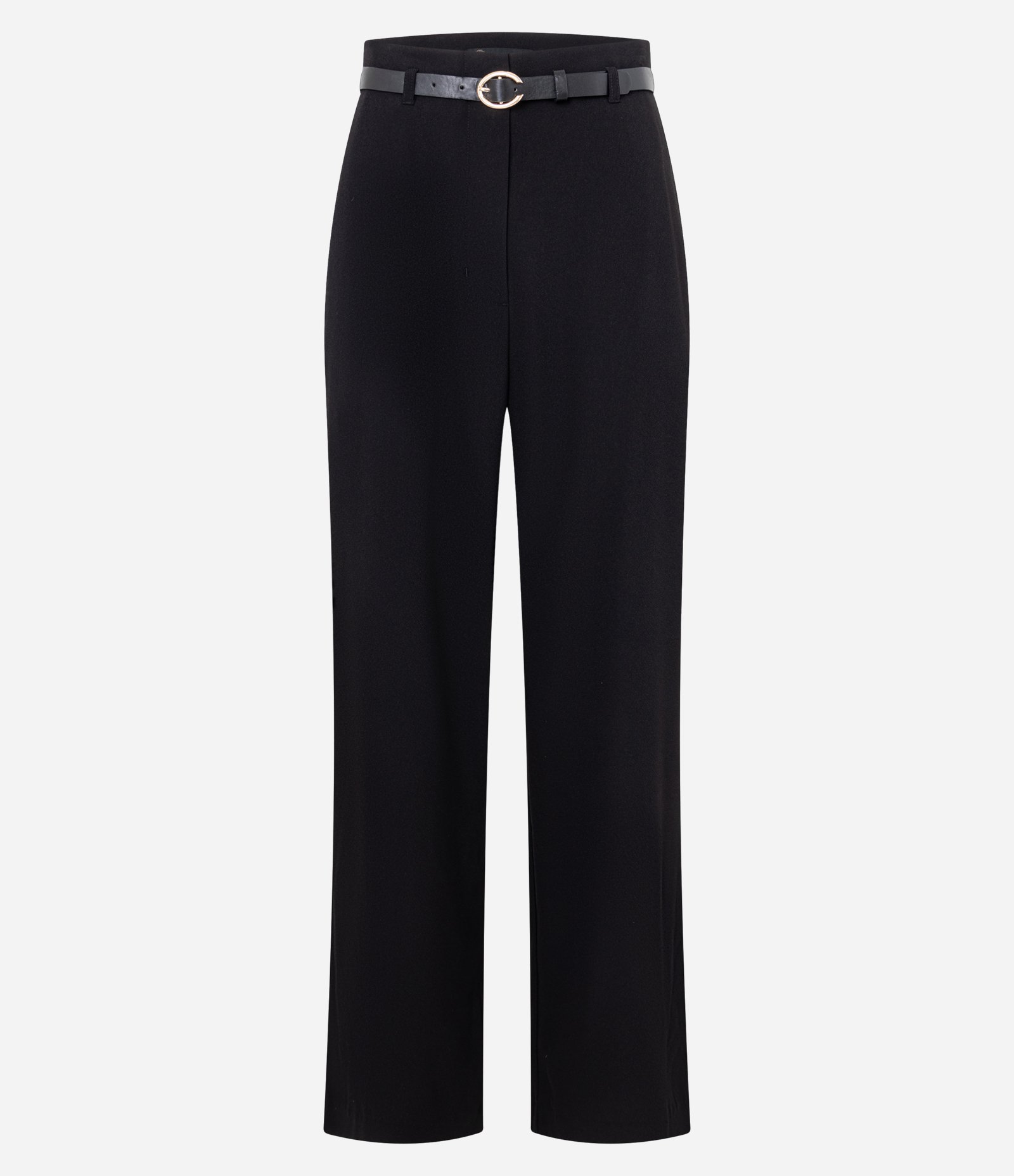 Calça Wide Leg Alfaiatada em Crepe com Cinto PU Preto 5