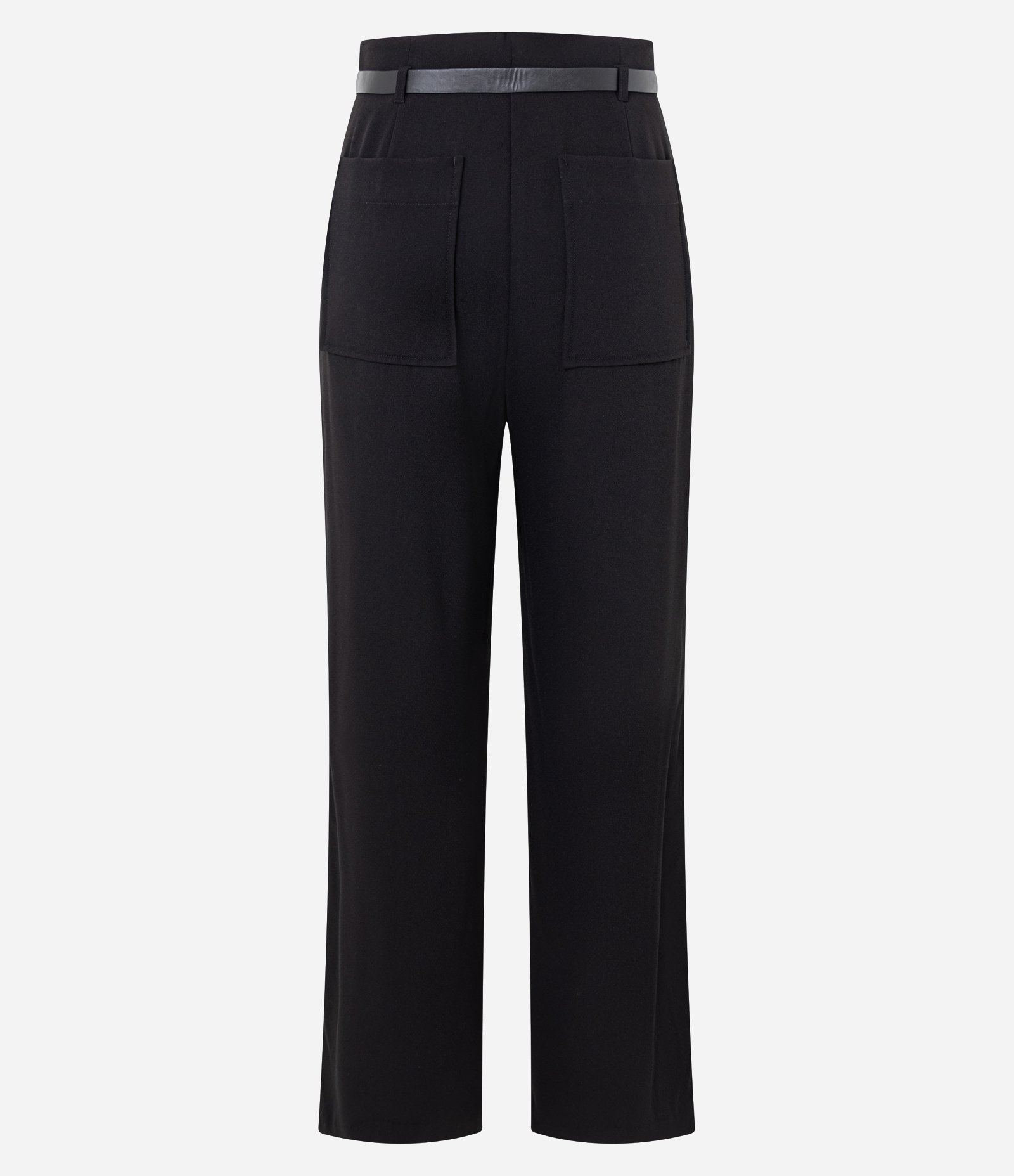 Calça Wide Leg Alfaiatada em Crepe com Cinto PU Preto 6
