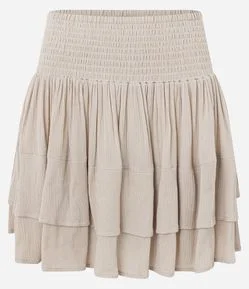 Saia Curta em Viscose com Lastex e Babados