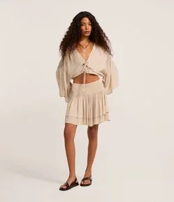 Saia Curta em Viscose com Lastex e Babados