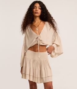 Saia Curta em Viscose com Lastex e Babados