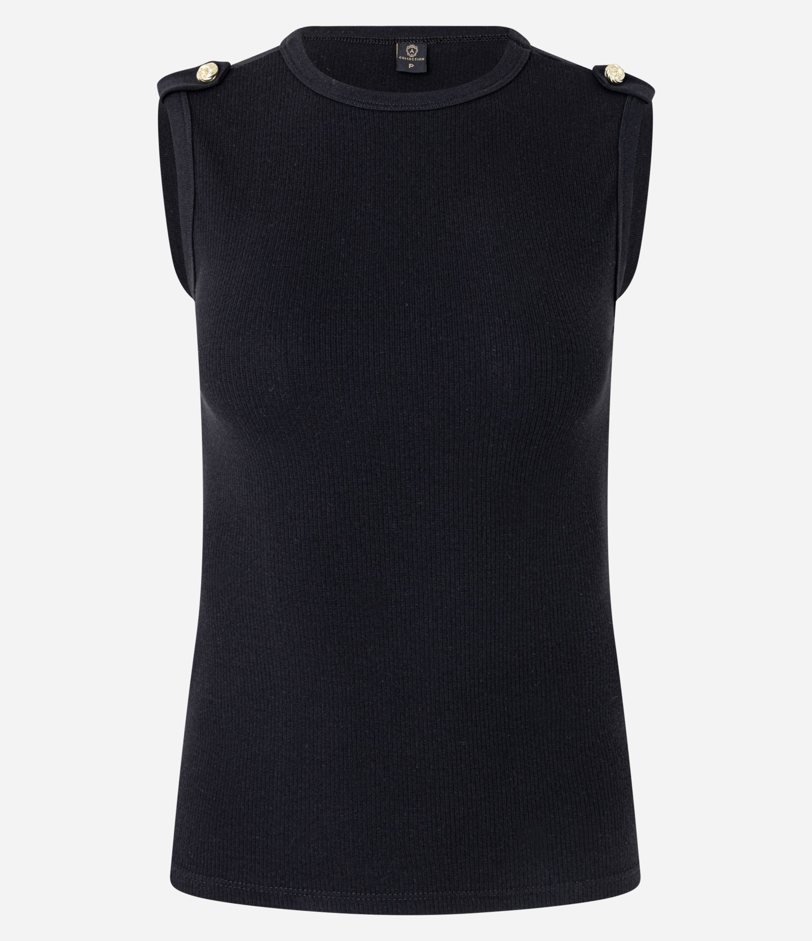 Blusa Canelada em Ribana com Botão e Faixa no Ombro Preto 5