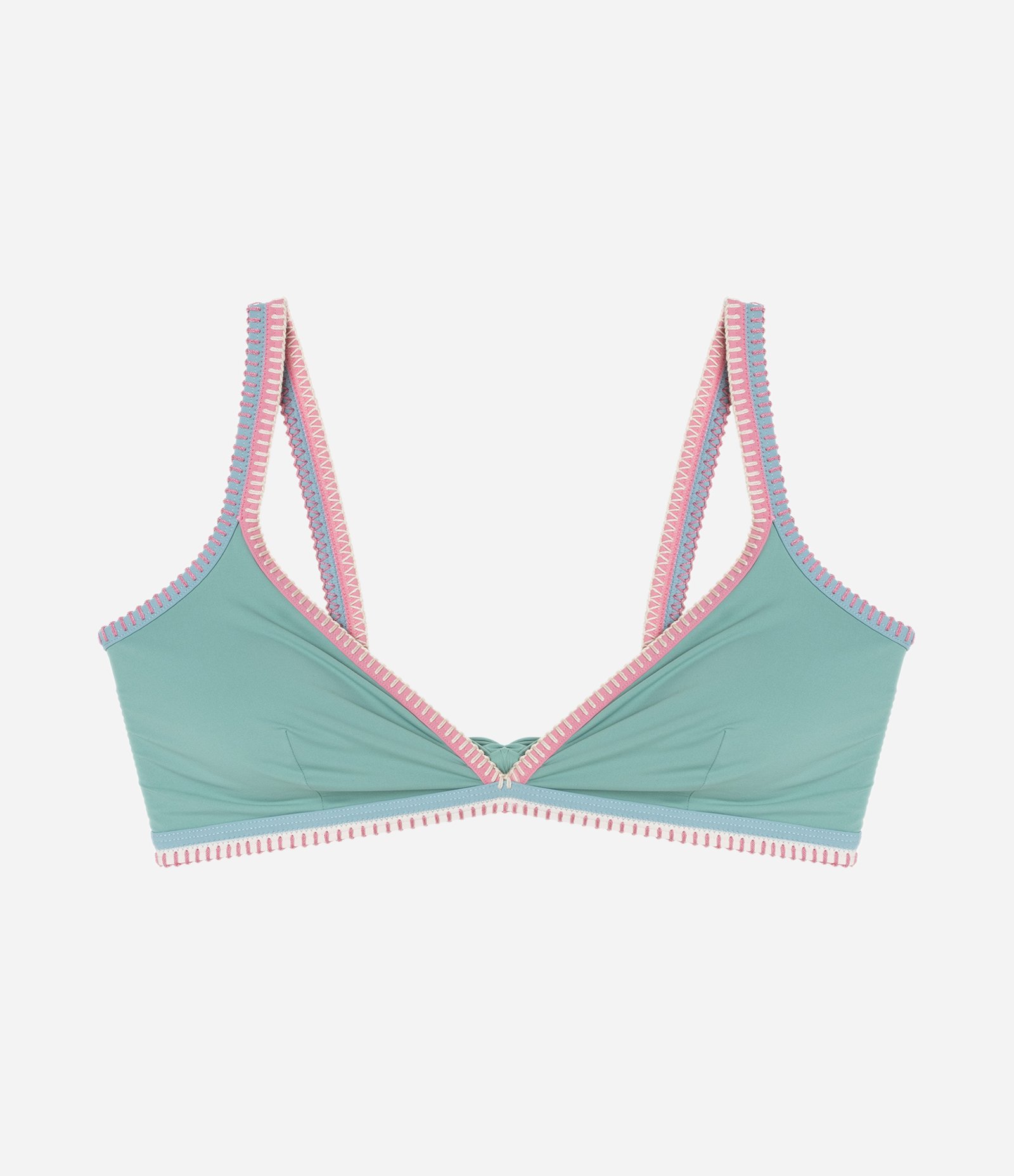 Biquíni Top Triangulo Fixo em Microfibra com Detalhe de Crochê Contrastante Curve & Plus Size Verde 6