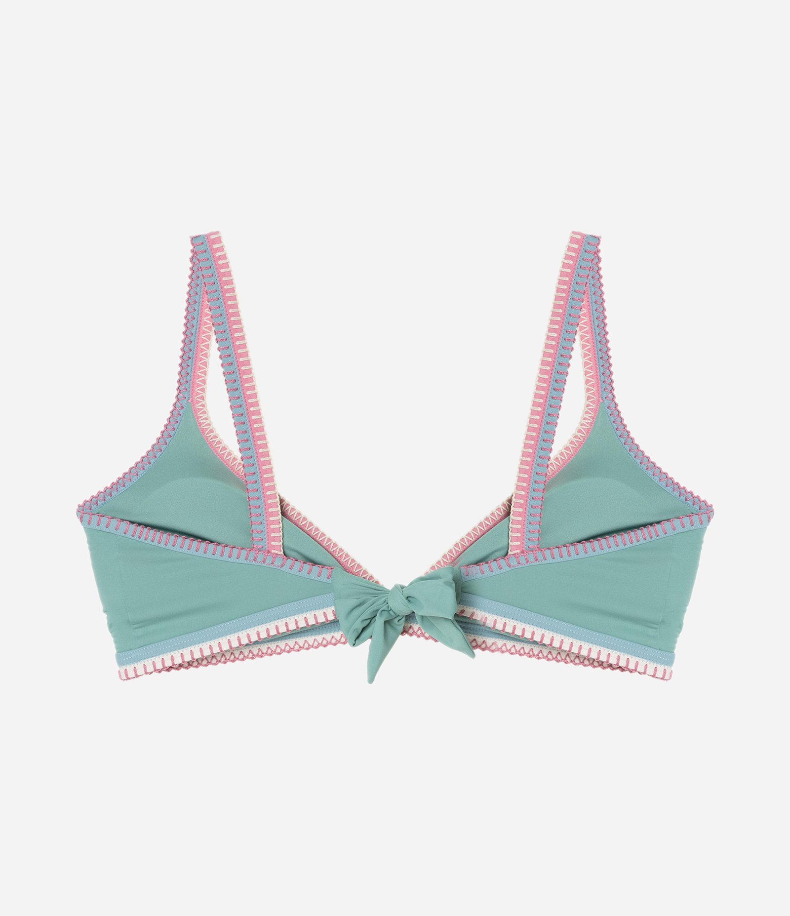 Biquíni Top Triangulo Fixo em Microfibra com Detalhe de Crochê Contrastante Curve & Plus Size Verde 7