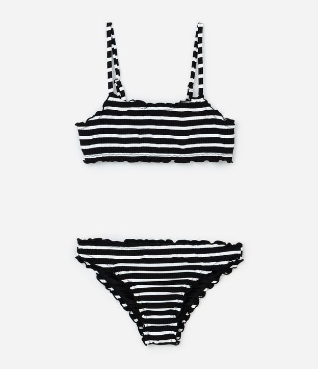 Biquini Infantil em Microfibra com Listras e Textura - Tam 10 a 16 Anos