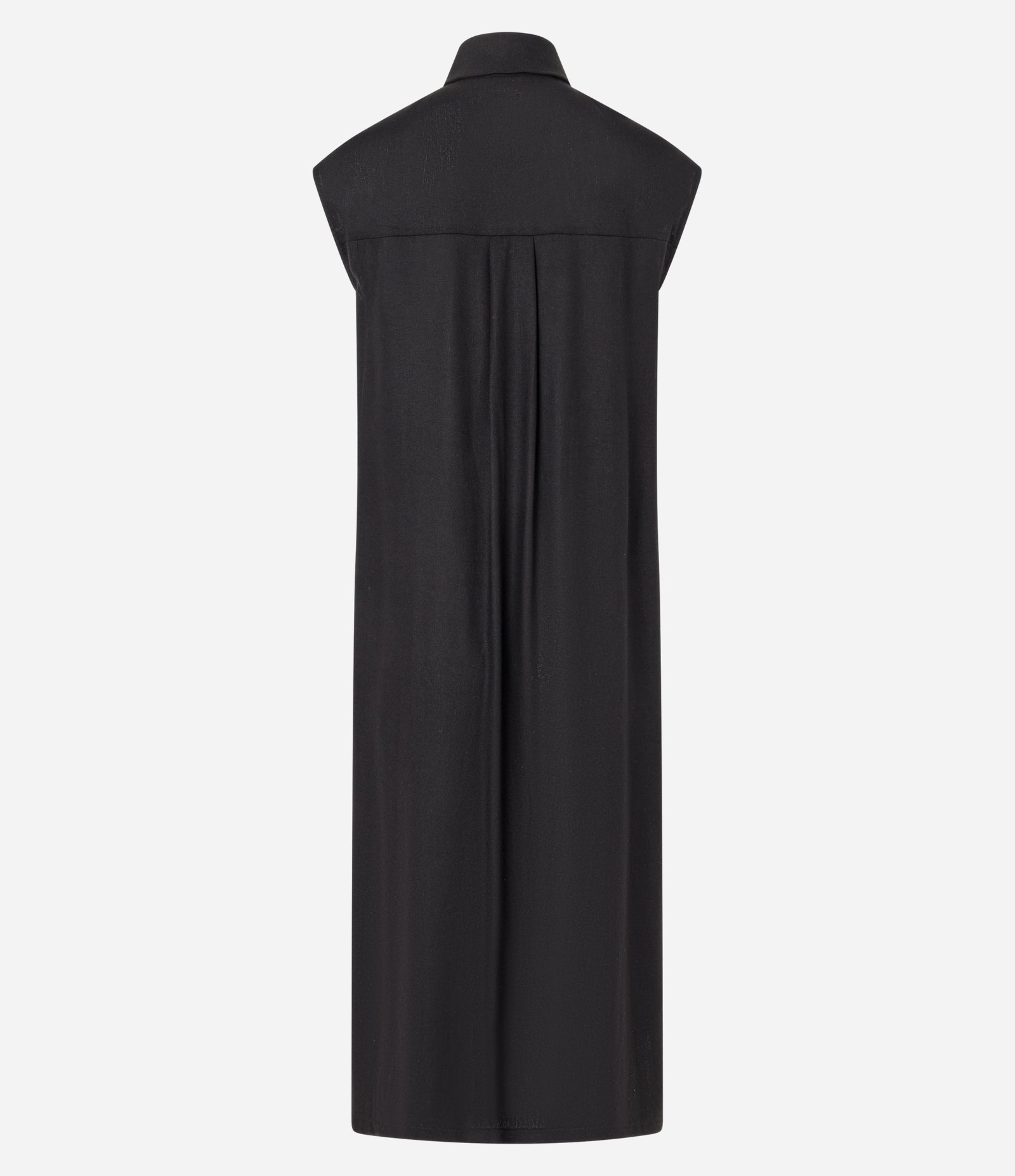 Vestido Chemise Plano com Linho e Botões Preto 7