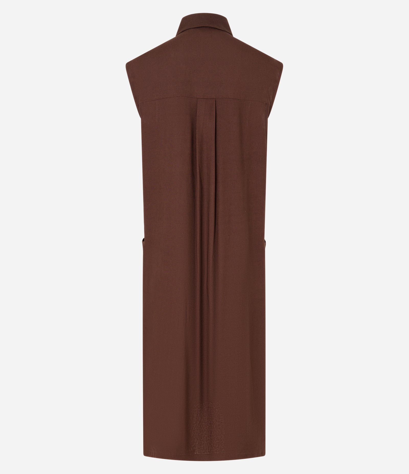 Vestido Chemise Plano com Linho e Botões Marrom 10