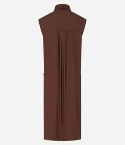 Vestido Chemise Plano com Linho e Botões