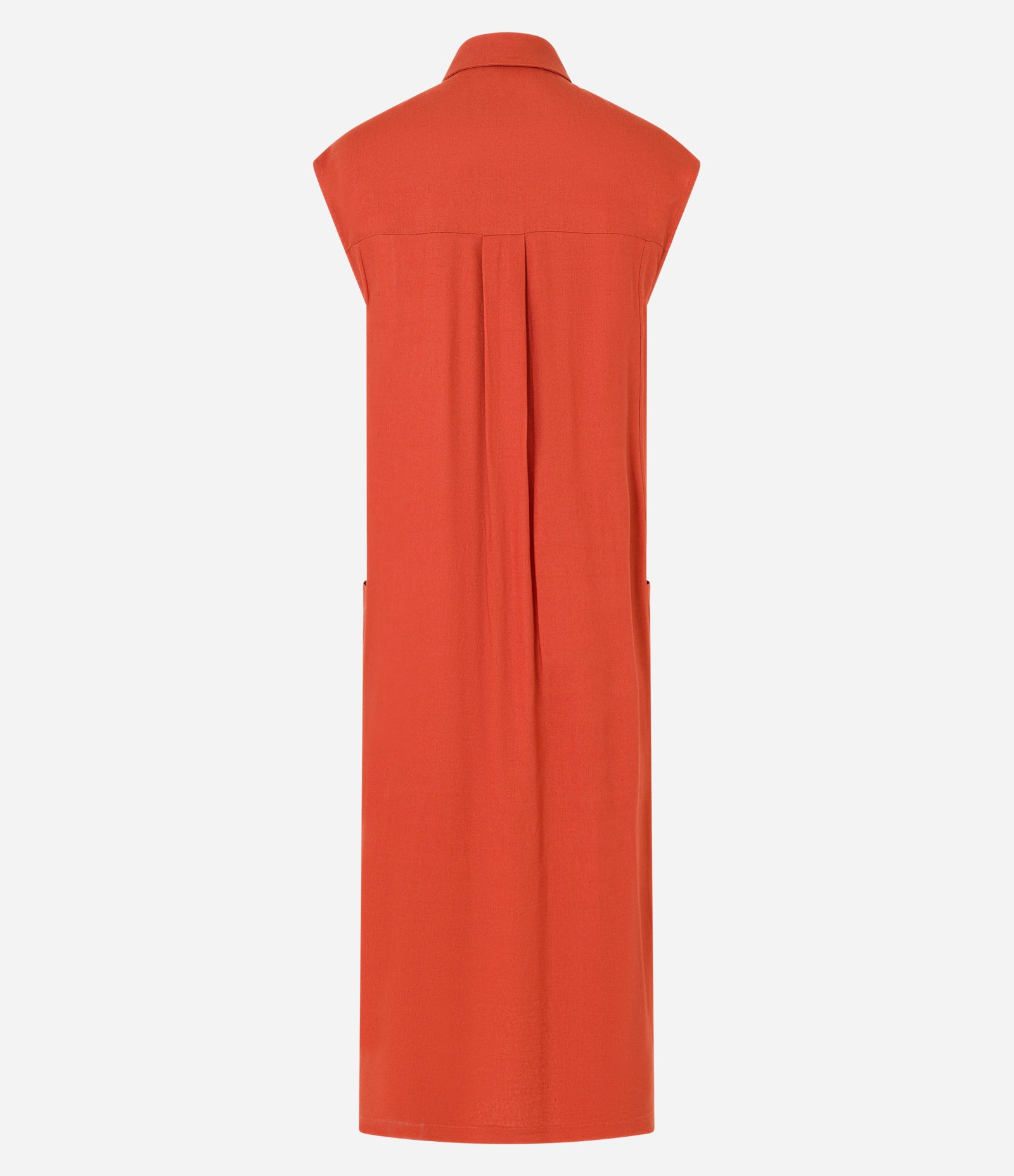 Vestido Chemise Plano com Linho e Botões Terracota 6