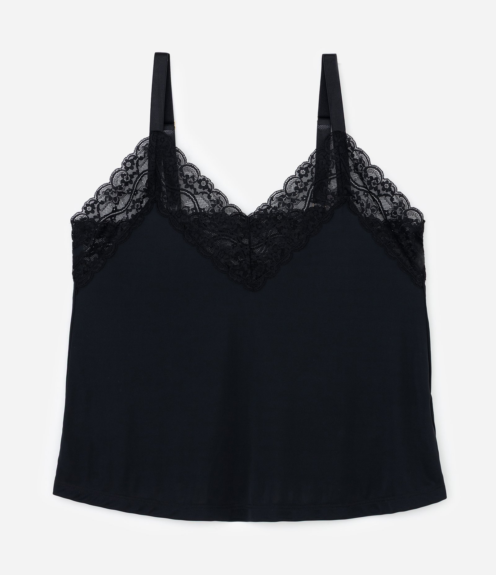 Pijama Short Doll em Liganete com Detalhe de Renda Curve & Plus Size Preto 10