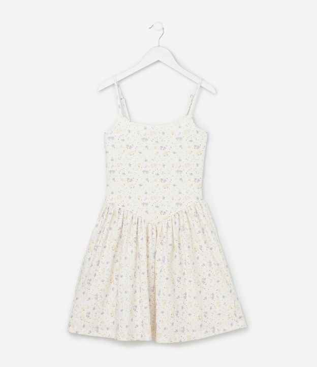 Vestido Regular Infantil com Estampa Floral - Tam 5 a 14 Anos