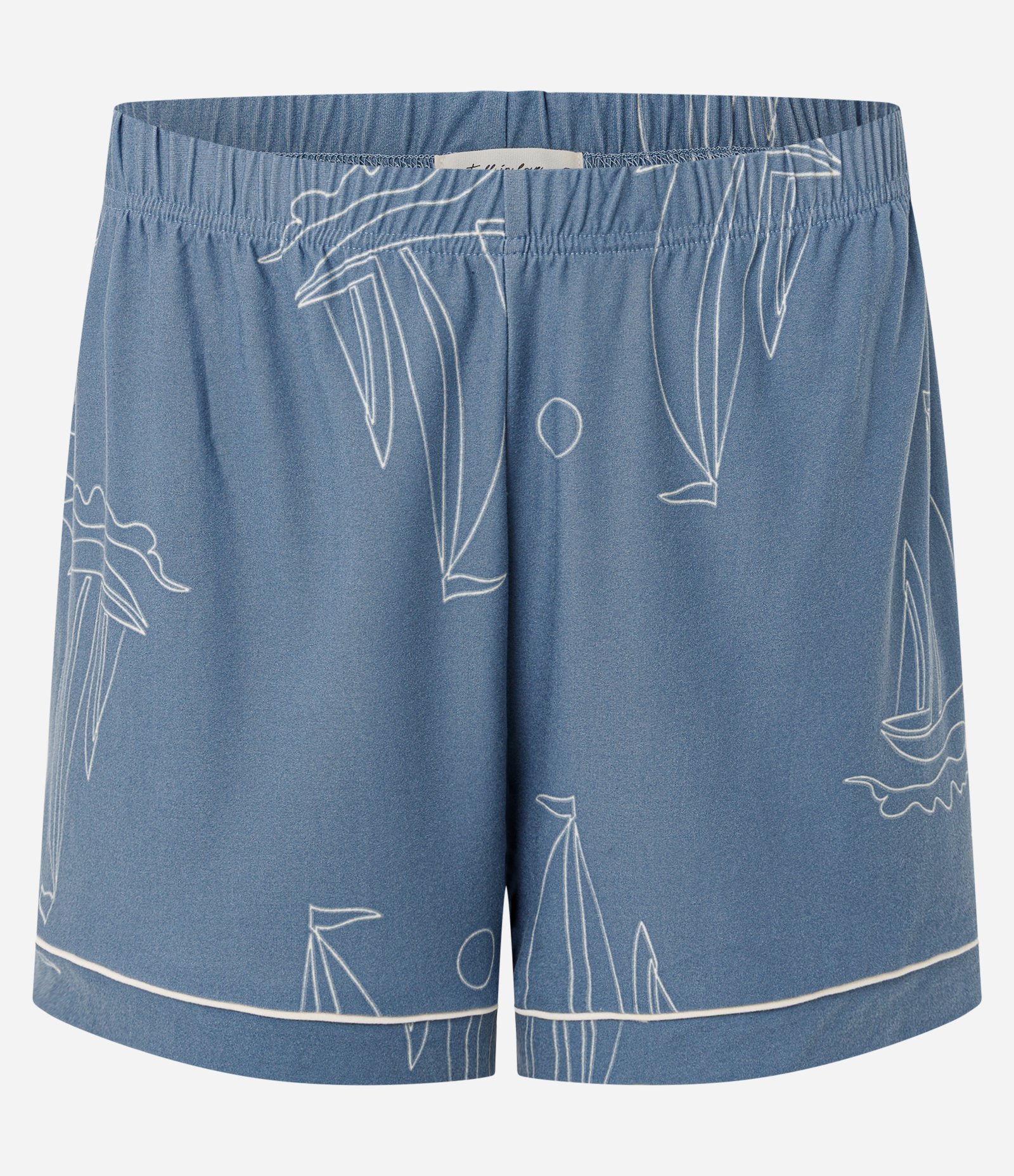 Pijama Short Doll Alcinha com Estampa de Barco Branco/Azul 4