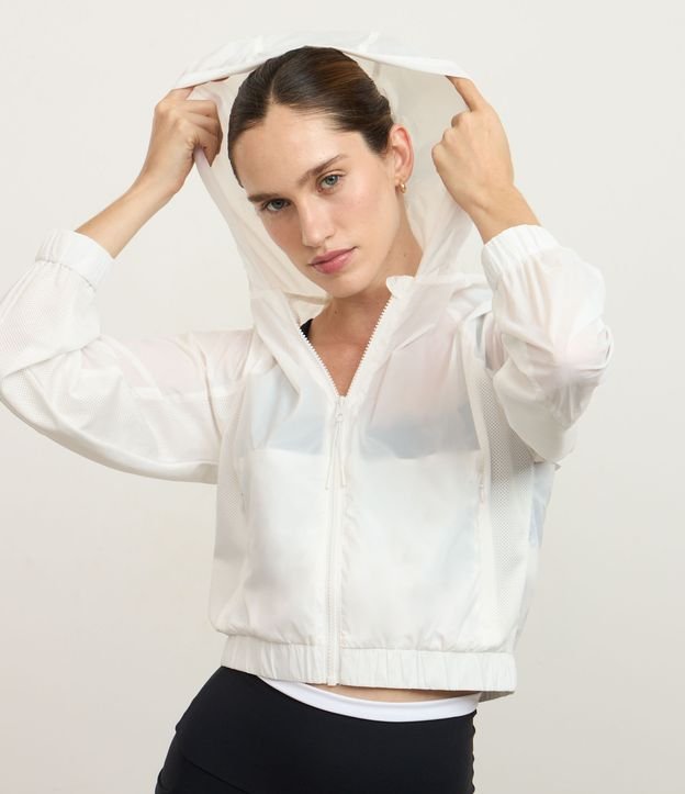 Jaqueta Corta Vento Esportiva Cropped com Saquinho