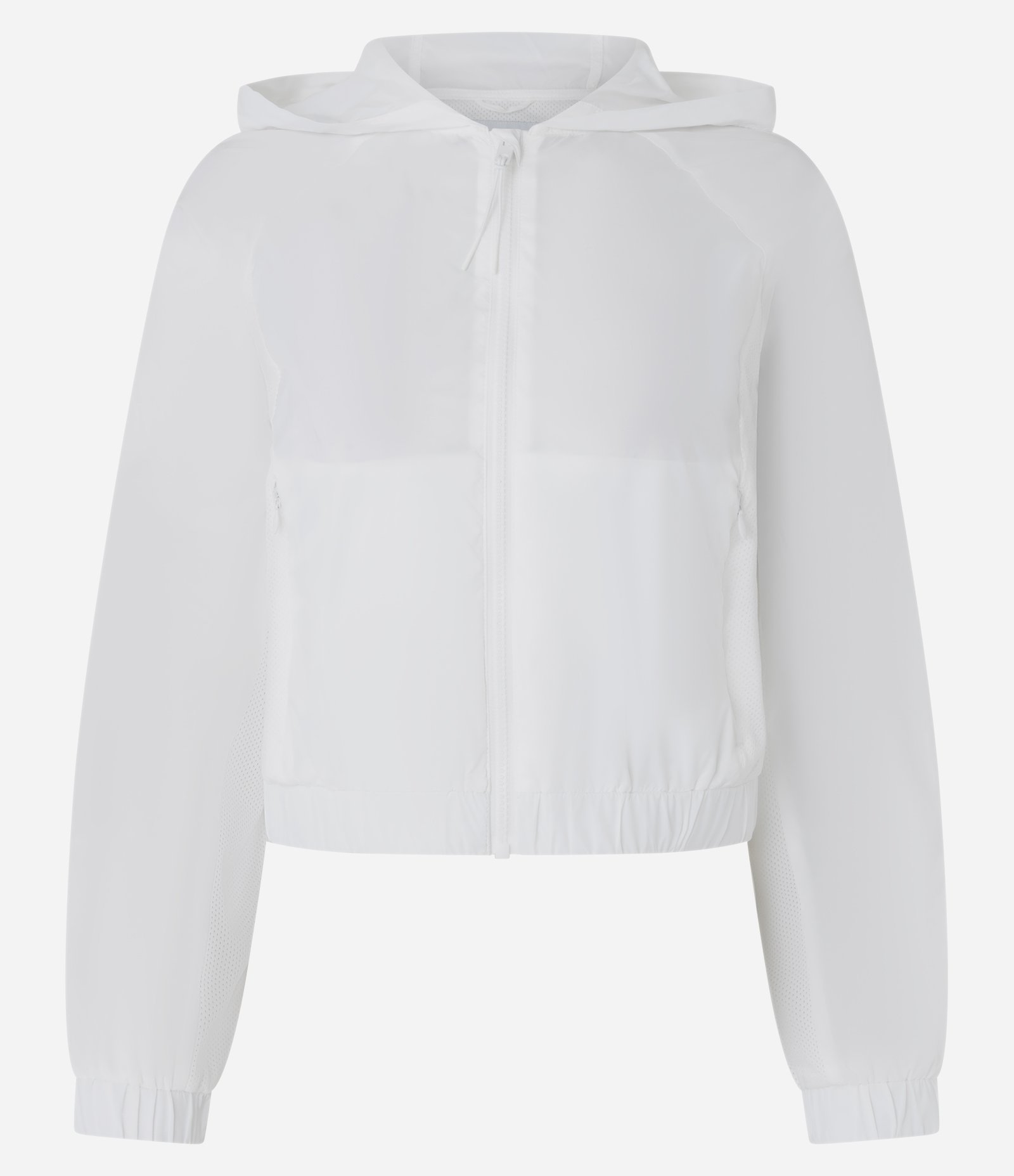 Jaqueta Corta Vento Esportiva Cropped com Saquinho Branco 1