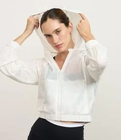 Jaqueta Corta Vento Esportiva Cropped com Saquinho