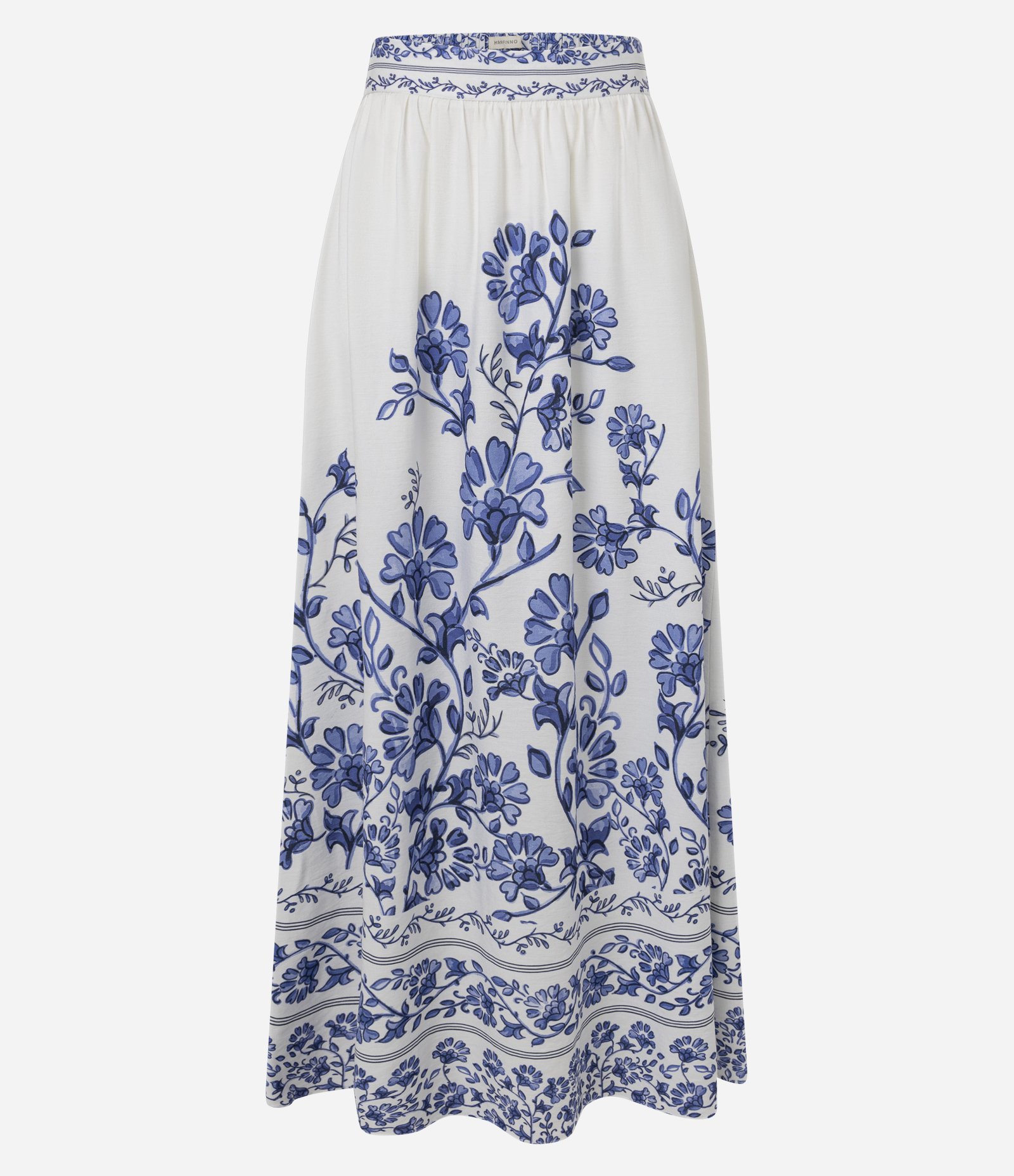 Saia Evasê Midi em Crepe com Estampa Floral Bicolor 5