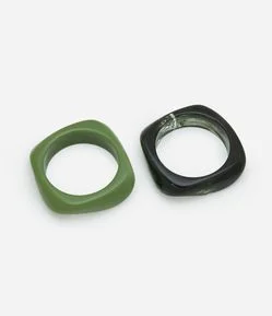 Kit 02 Braceletes Rígidos em Resina Marmorizado