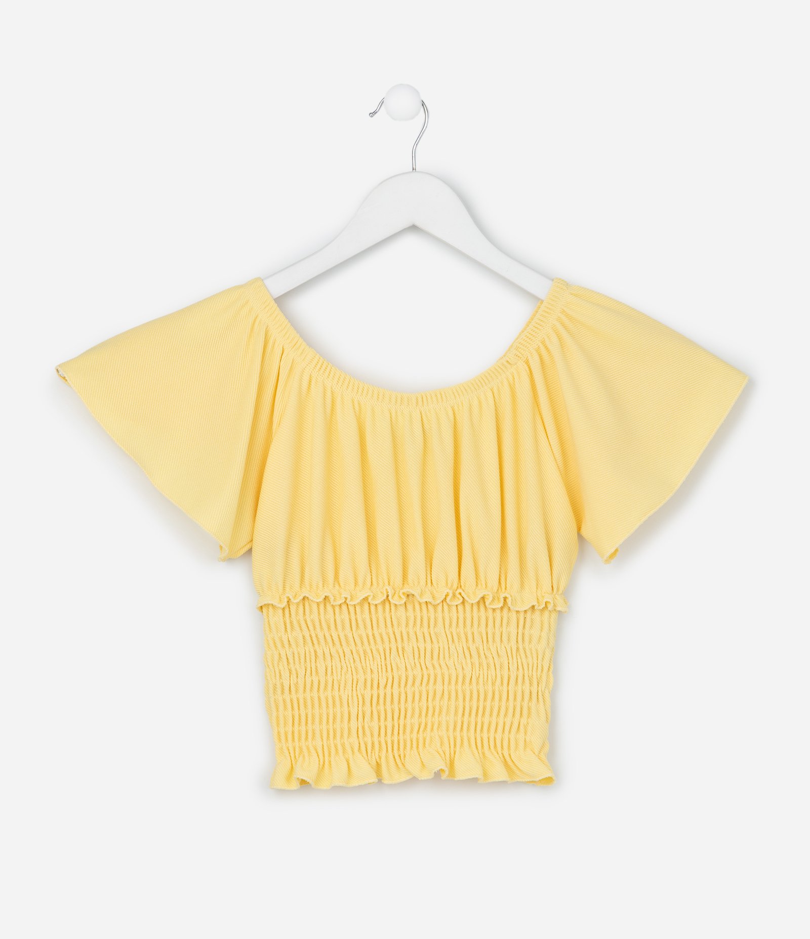 Blusa Regular Infantil com Lastex na Cintura - Tam 5 a 14 Anos Amarelo 1
