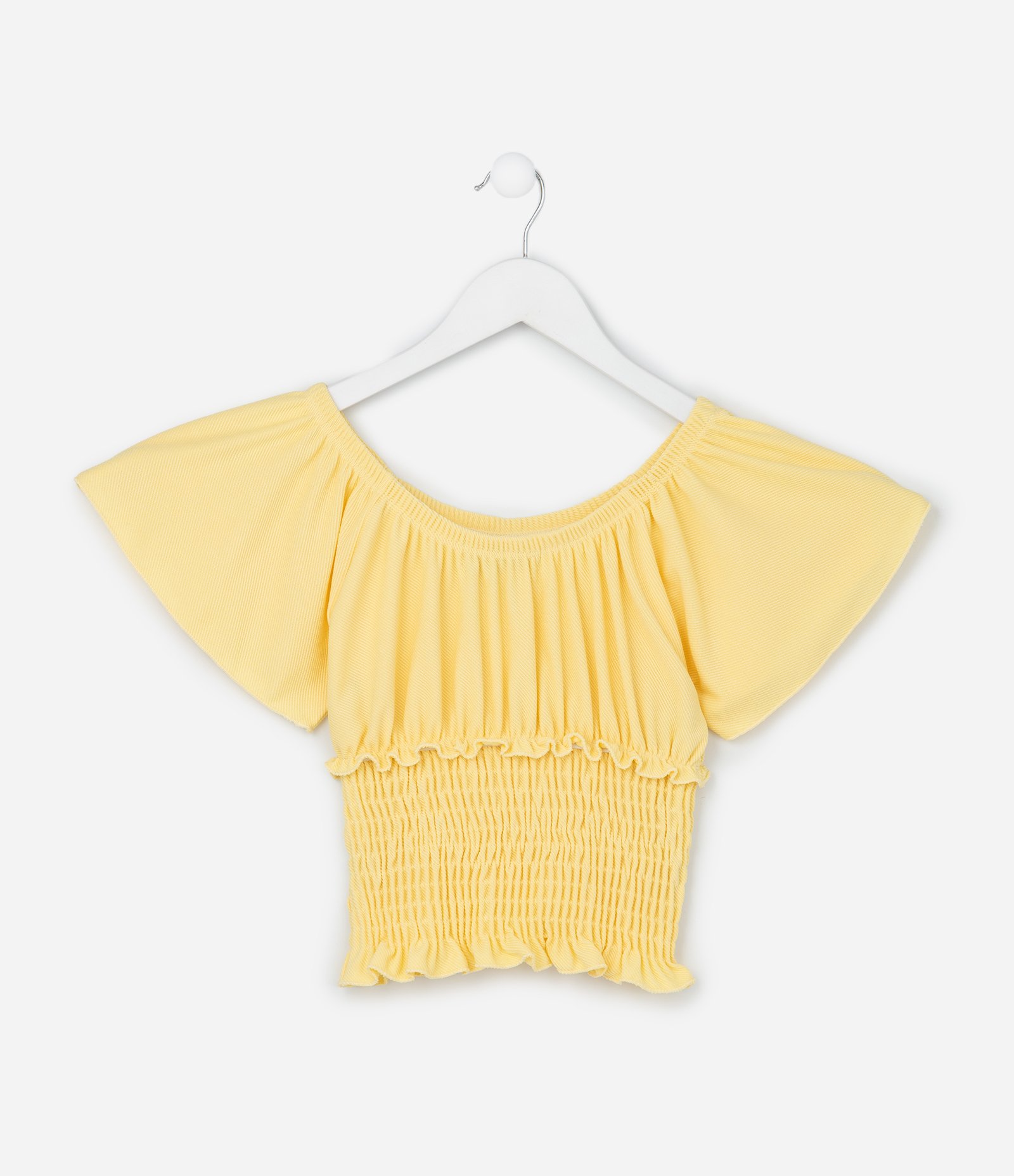Blusa Regular Infantil com Lastex na Cintura - Tam 5 a 14 Anos Amarelo 2