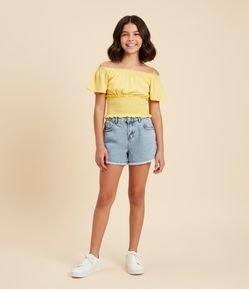 Blusa Regular Infantil com Lastex na Cintura - Tam 5 a 14 Anos