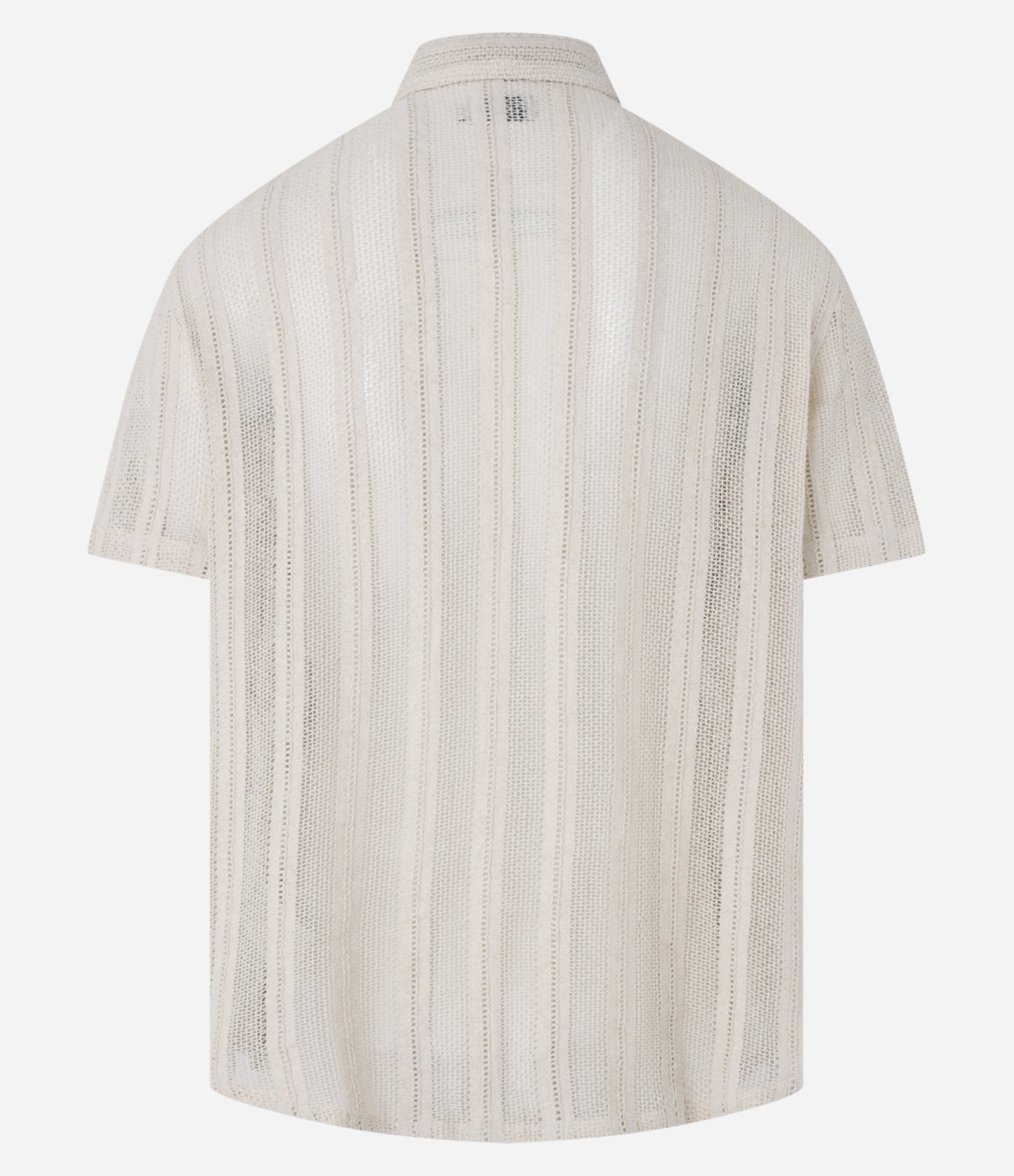 Camisa Comfort em Algodão Texturizada com Trançado Vertical Bege 9