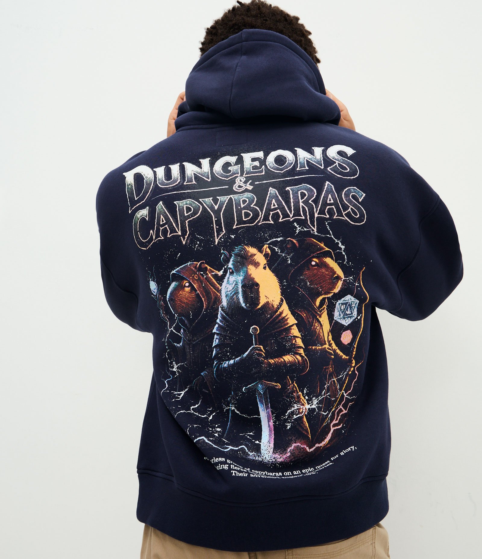 Casaco em Moletom com Felpa com Estampa Dungeons Capybaras Azul 1