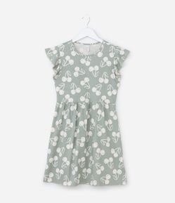 Vestido Infantil com Estampa Cerejas - Tam 5 a 14 Anos