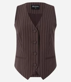 Colete Alfaiatado com Botões Forrados e Riscas de Giz