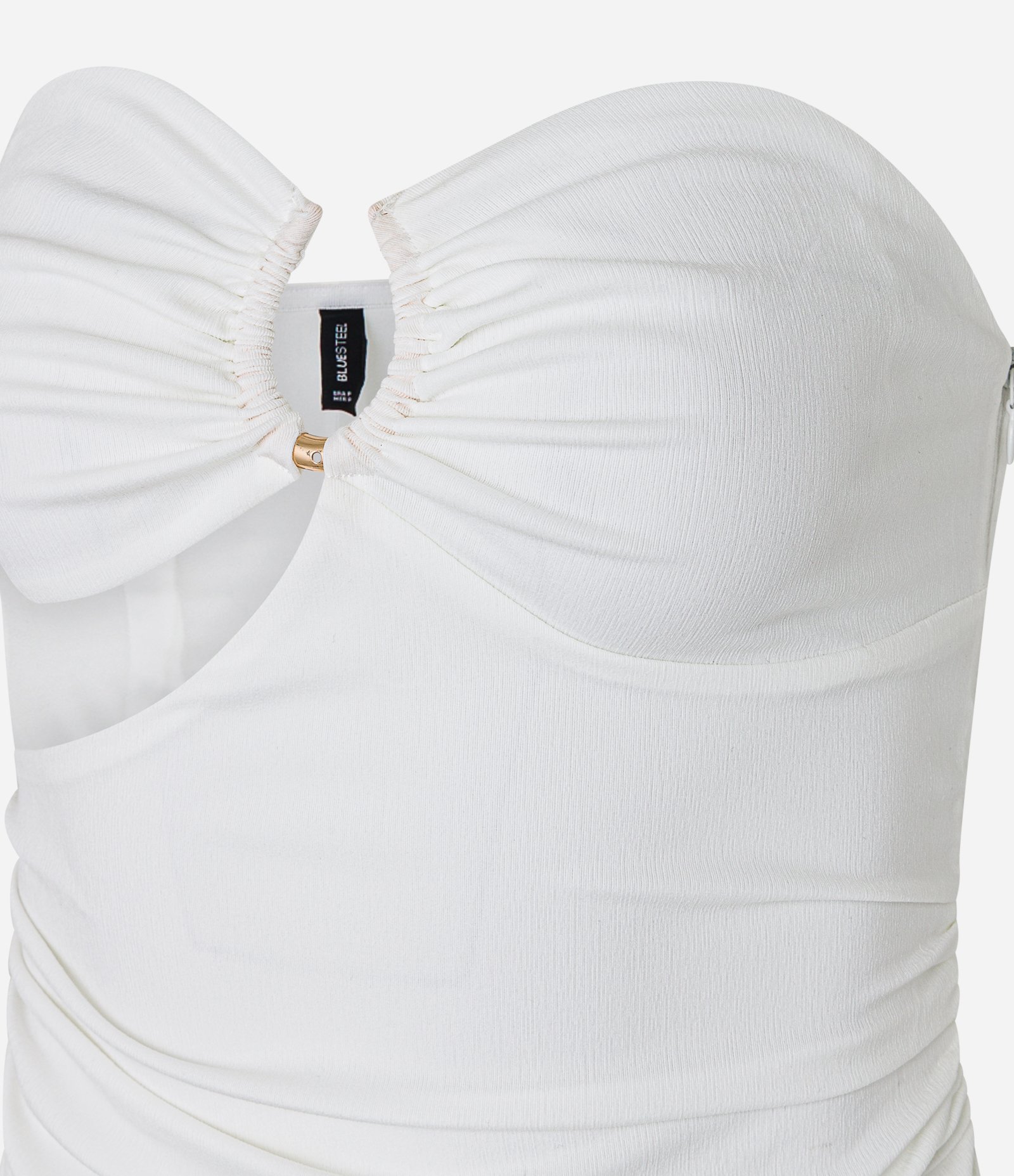 Vestido Tomara que Caia em Bengaline com Aviamento no Busto Branco 6