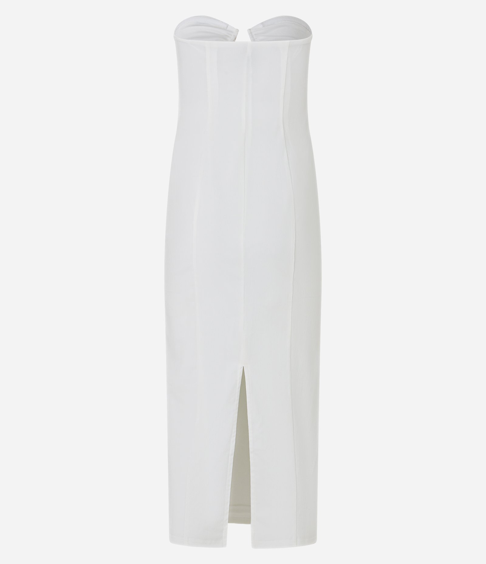 Vestido Tomara que Caia em Bengaline com Aviamento no Busto Branco 7