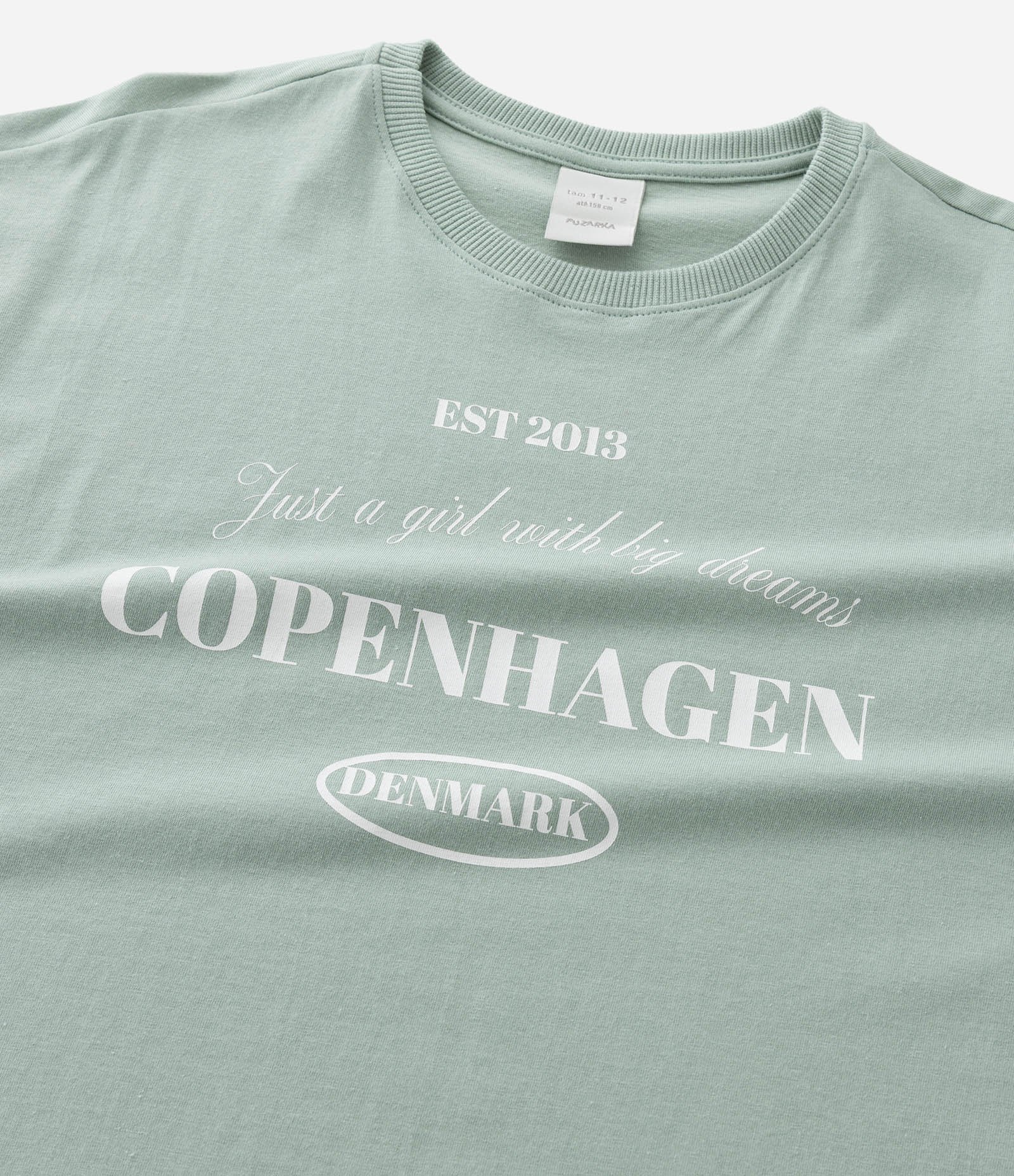 Camiseta Infantil com Lettering Copenhagen - Tam 5 a 14 Anos Verde 6